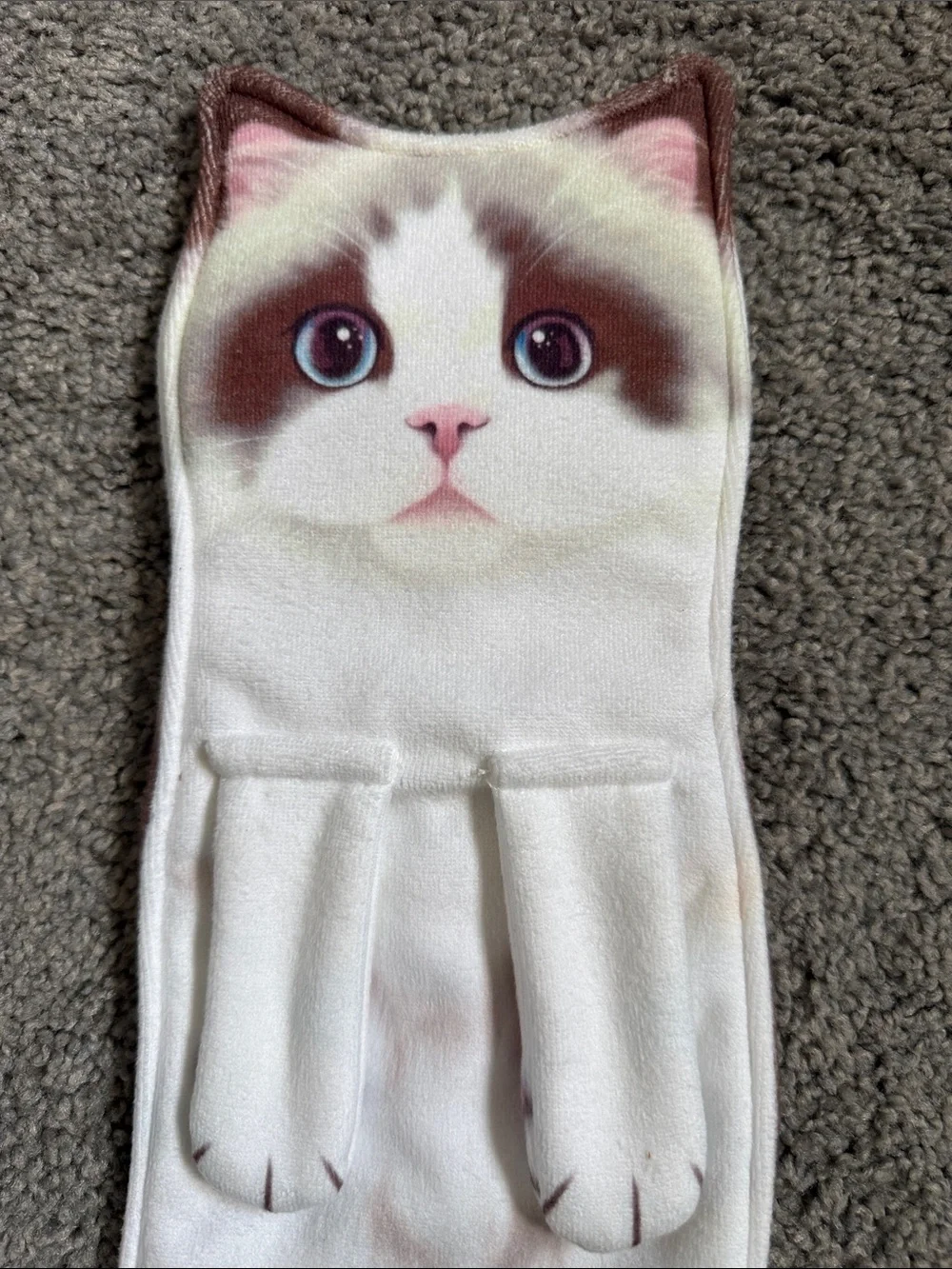 ✅ Cat funny hand towel - White and Brown